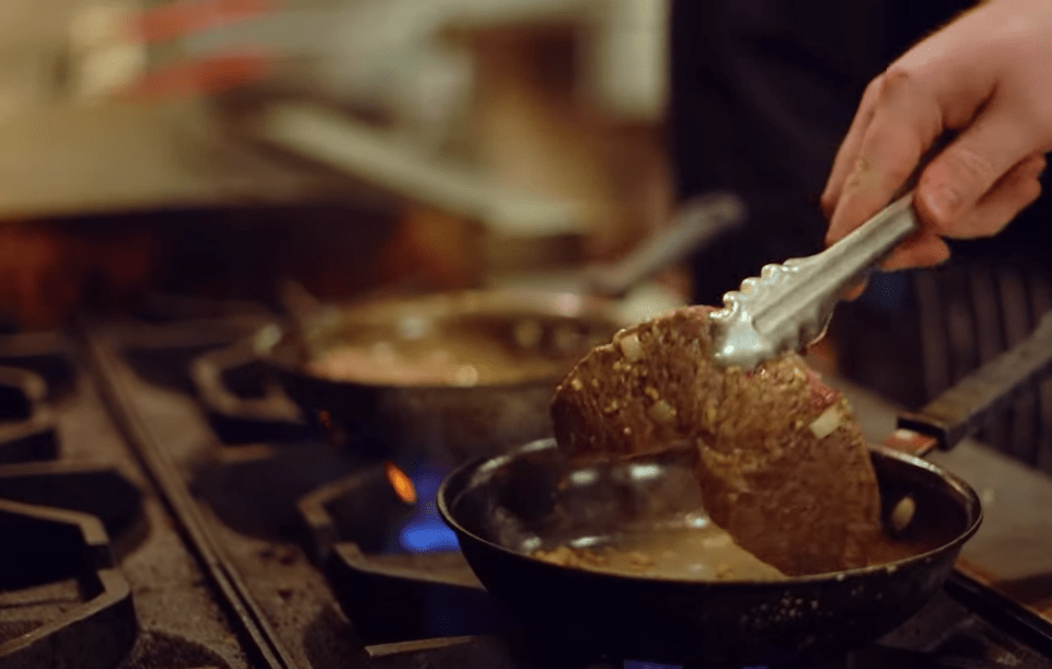 steak being seared